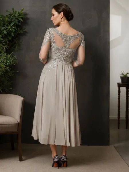 A-line Scoop 3/4 Sleeves...