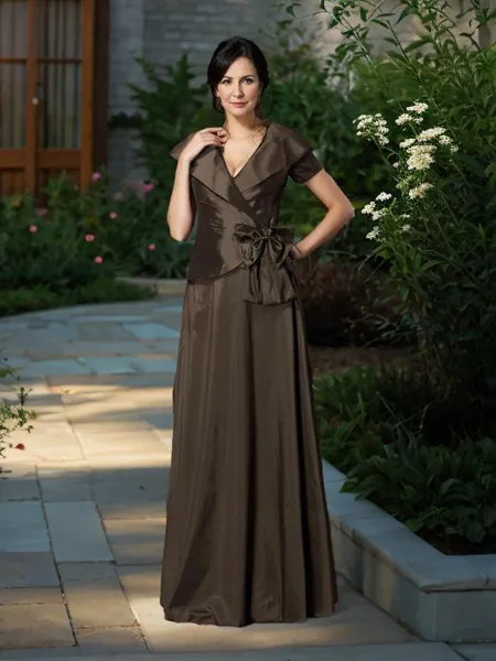 A-line Unique V-Neck Short...