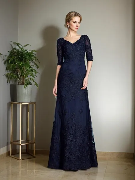 Sheath/Column V-Neck 1/2...