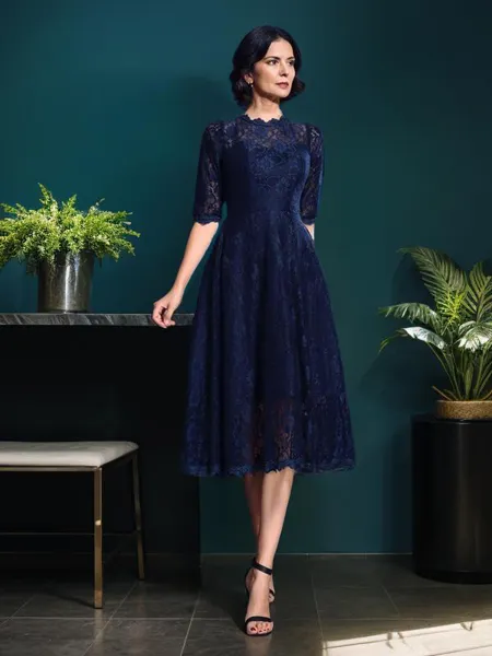 A-line Jewel 1/2 Sleeves...