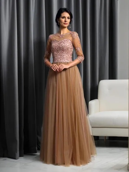 A-line Scoop 3/4 Sleeves...