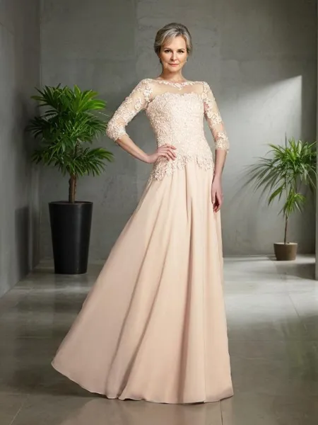 A-line Scoop 3/4 Sleeves...