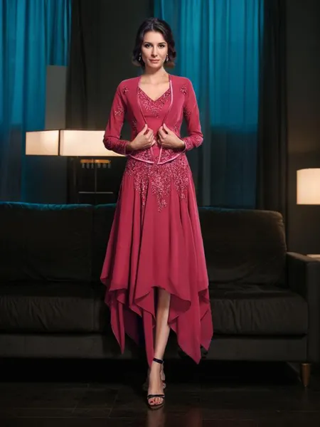 A-line V-Neck Sleeveless...