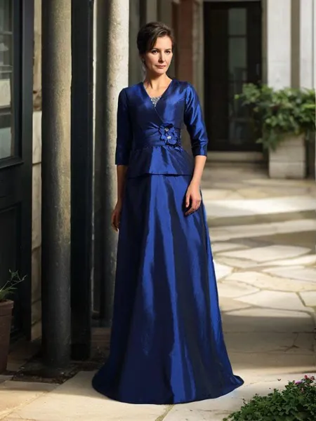 A-line V-Neck 1/2 Sleeves...