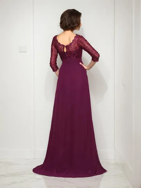 A-line V-Neck 3/4 Sleeves...