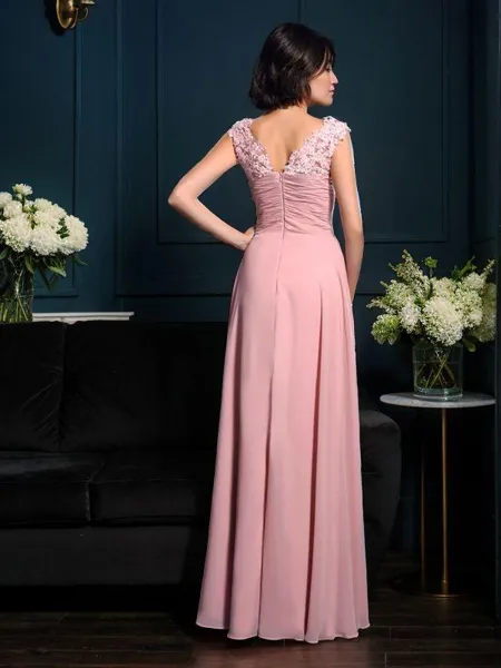 A-line V-Neck Sleeveless...