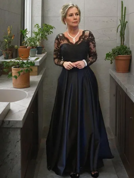 A-line V-Neck Long Sleeves...