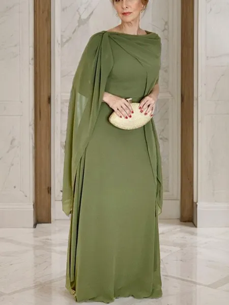 Unique Sheath/Column Scoop Sleeveless Floor-Length Chiffon Mother of the Bride Dress