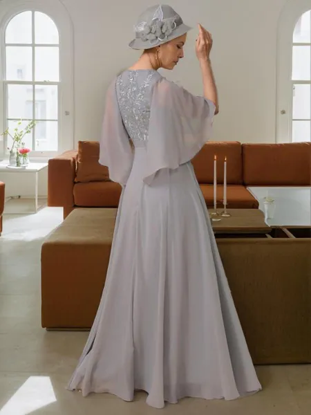 A-line V-Neck 1/2 Sleeves...