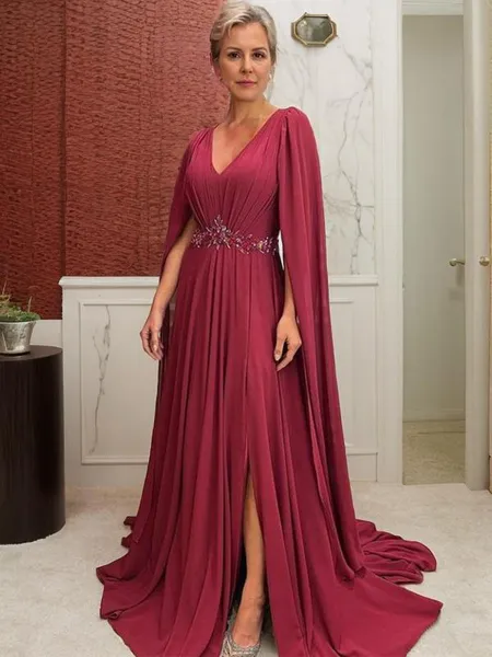 A-line Resplendent V-Neck...