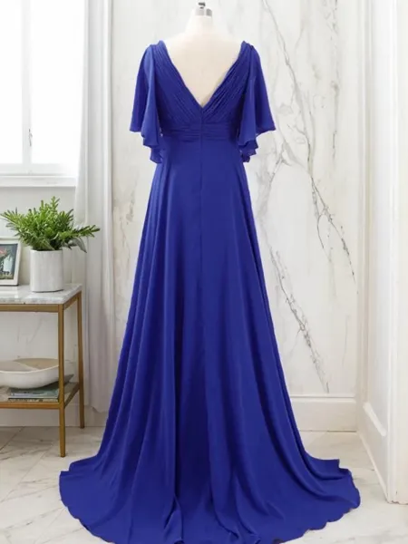 A-line V-Neck Short Sleeves...