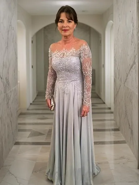 A-line Scoop Long Sleeves...