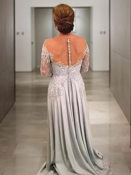 A-line Scoop Long Sleeves...