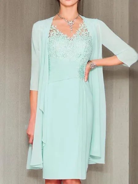 Sheath/Column V-Neck...