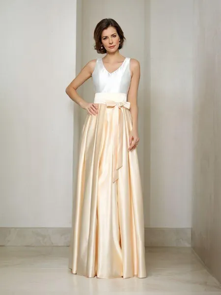 A-line V-Neck Sleeveless...