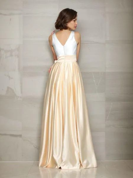 A-line V-Neck Sleeveless...