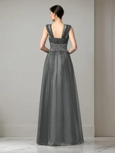 A-line Straps Sleeveless...