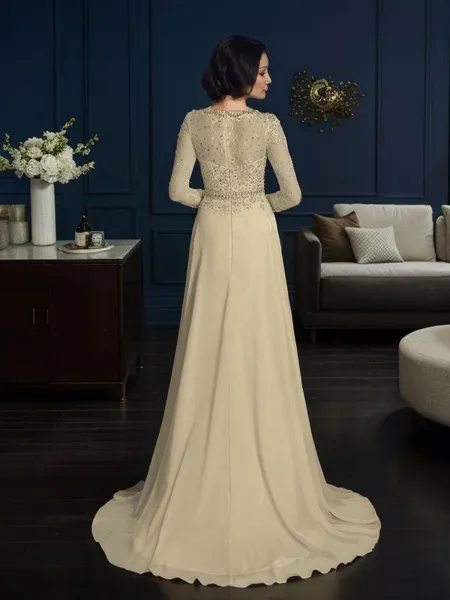 A-line Scoop Long Sleeves...