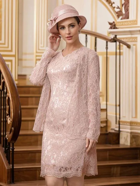 Sheath/Column V-Neck...