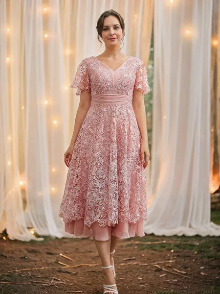 A-line V-Neck Chic Short...