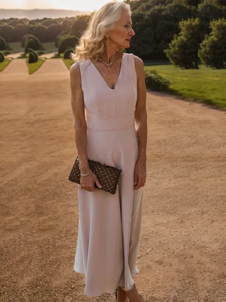 V-neck A-line Stylish...