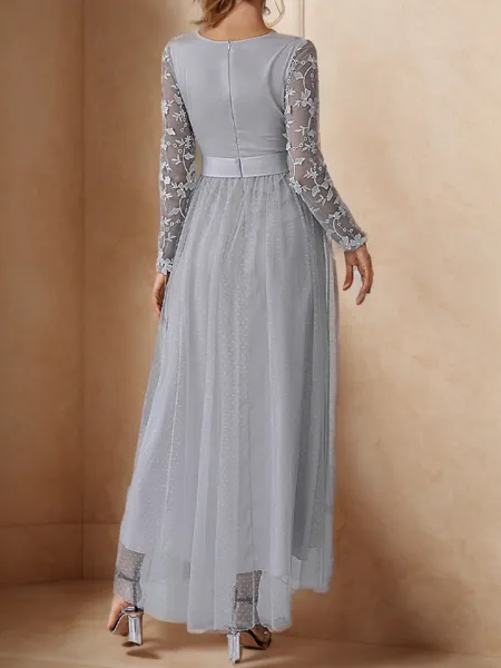 A-Line V-neck Tulle...