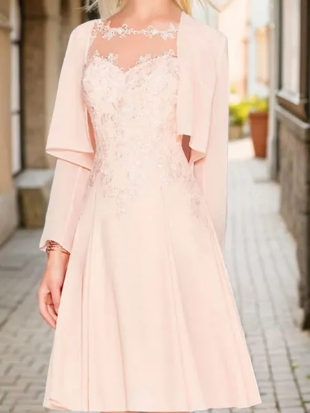 A-Line Modest Scoop Chiffon...