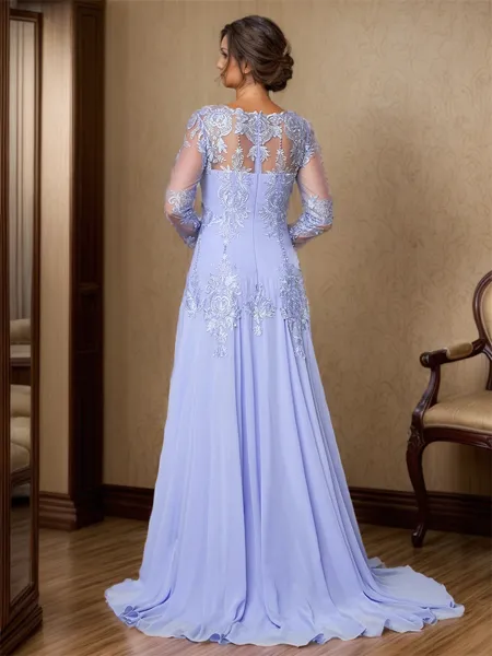 Charming A-line Bateau Long...