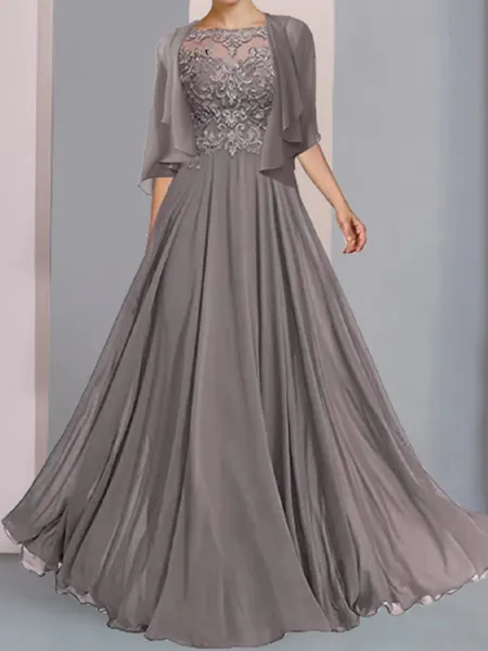 Glamorous A-line Bateau 1/2...