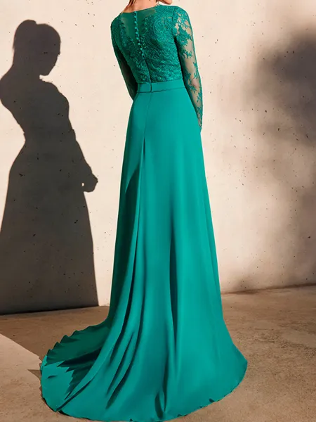 Graceful A-line V-Neck Long...