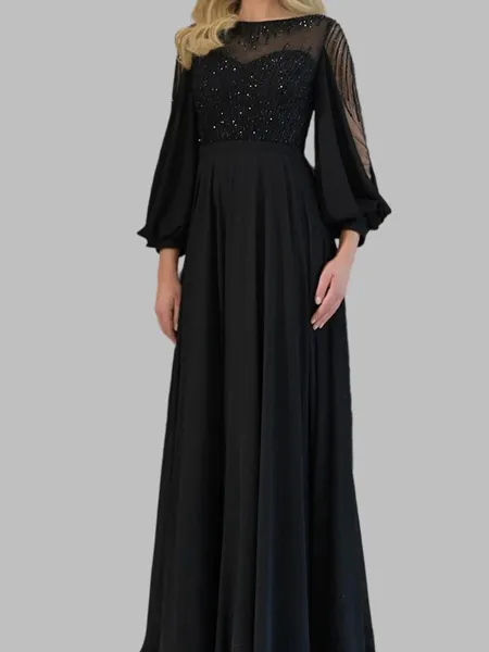 Graceful A-line Scoop Long...