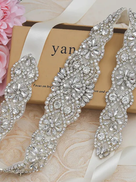 Stylish Satin Sashes With Rhinestones/Imitation Pearls