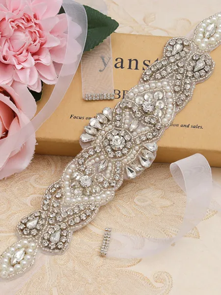 Beautiful Satin/Organza Sashes With Rhinestones/Imitation Pearls