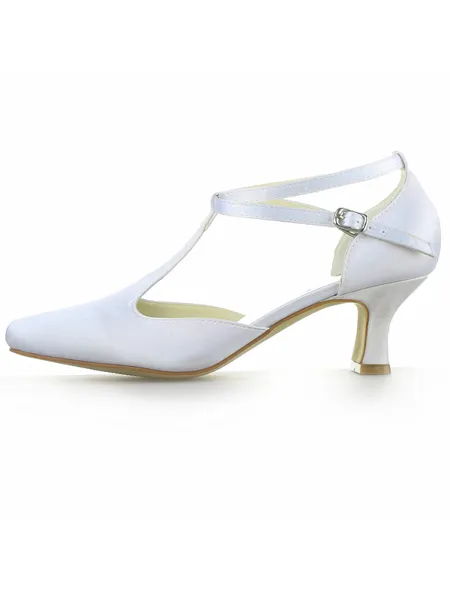 Women's White Satin Closed...