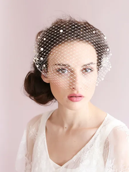 One-tier Birdcage Veils With Imitation Pearls