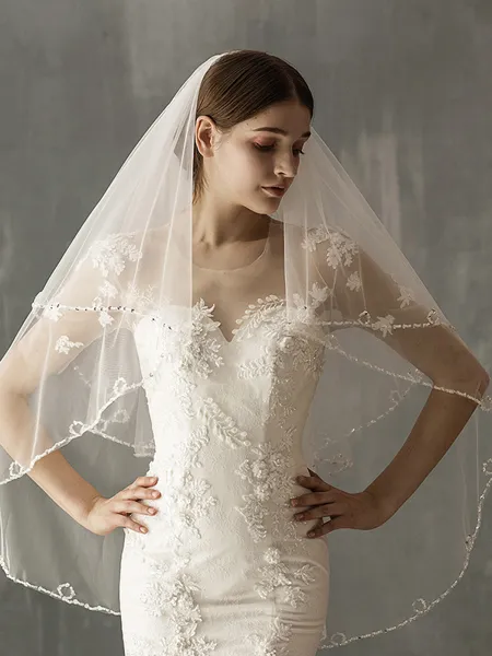 Stunning Tulle Two-Tier Fingertip Bridal Veils