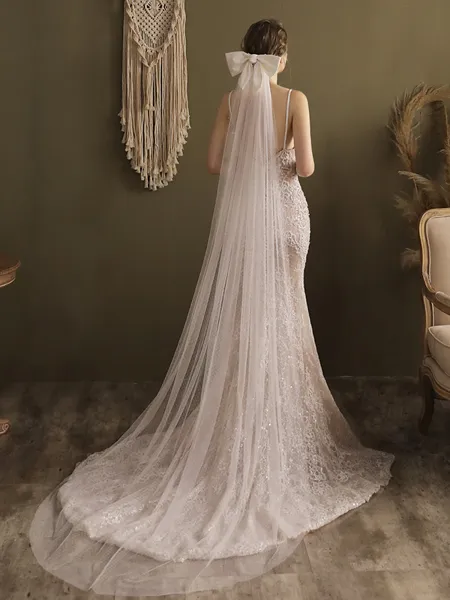 Beautiful Tulle One-Tier Chapel Bridal Veils With Bowknot