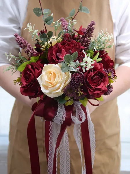 Beautiful Free-Form Silk Flower Bridal Bouquets