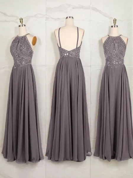 A-line Halter Sleeveless...