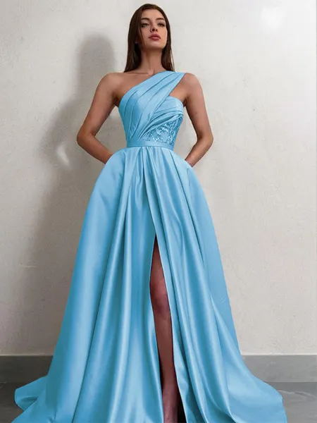 A-line One-Shoulder...