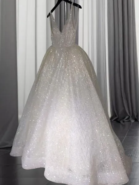 A-line Dazzling V-Neck...