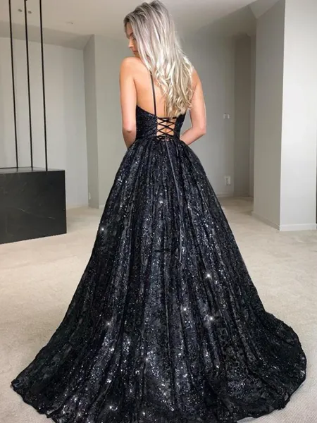 A-line V-Neck Sleeveless...