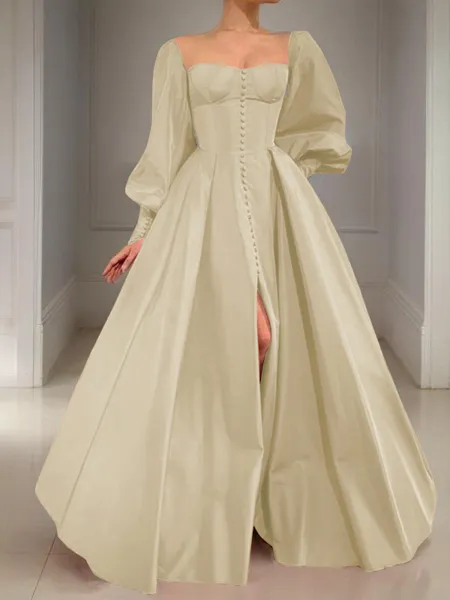 A-line Square Long Sleeves...