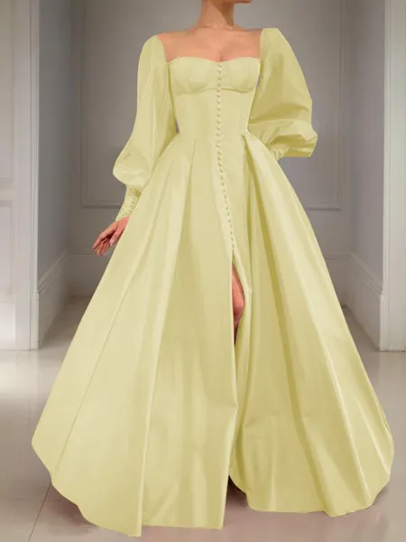 A-line Square Long Sleeves...