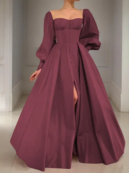 A-line Square Long Sleeves...