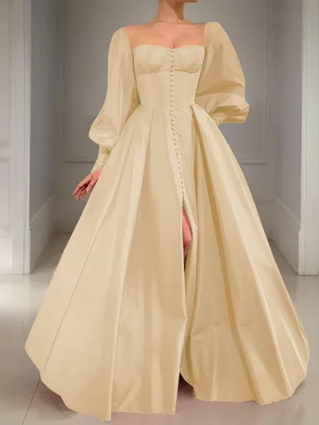 A-line Square Long Sleeves...