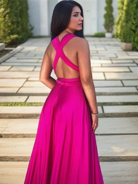 A-line V-Neck Sleeveless...