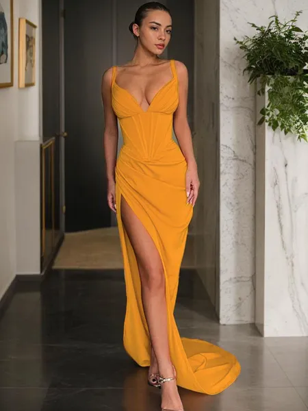 Sheath/Column V-Neck...