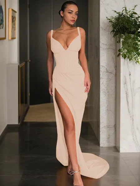 Sheath/Column V-Neck...