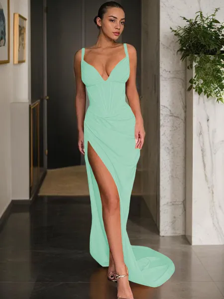 Sheath/Column V-Neck...